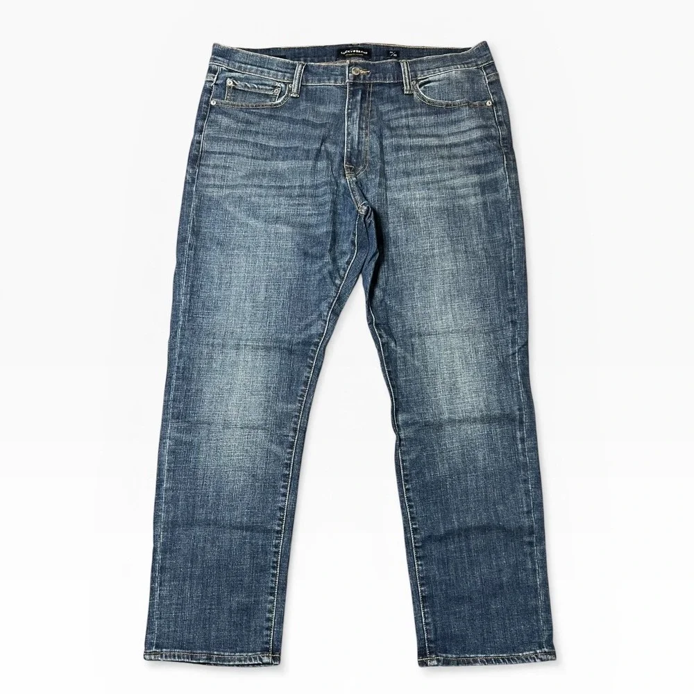 Lucky Brand 410 Athletic Slim Mens Jeans 38x30 Blue Denim Stretch Western‎ Stack